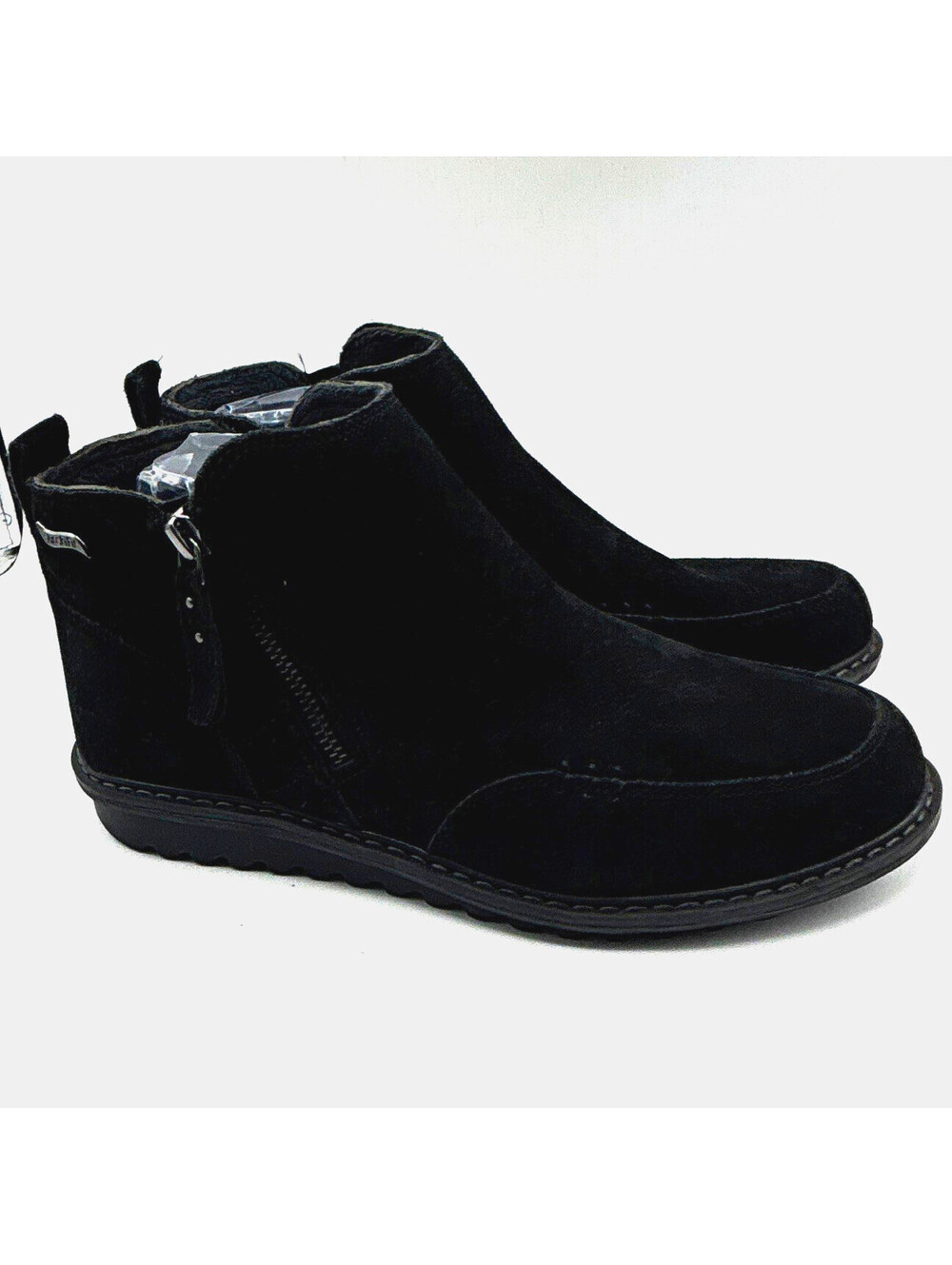 SKECHERS Arch Fit Women’s 8 Black Leather Ankle Bootie Faux Fur Lined Side Zip